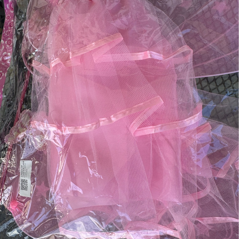 Pink Tulle skirt with Ribbon Accents with Wings - head band & wand HALLOWEEN
